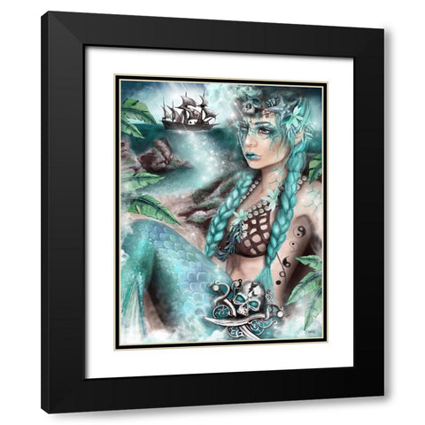 Nightshade - Malevolent Mermaids Black Modern Wood Framed Art Print with Double Matting by Sheena Pike Art