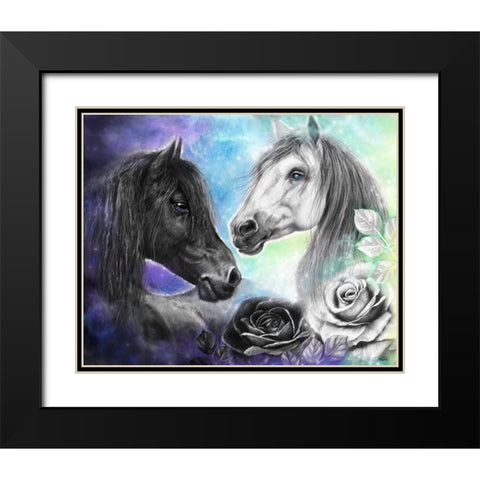 Opposites Attract - Light and Dark Horse Black Modern Wood Framed Art Print with Double Matting by Sheena Pike Art