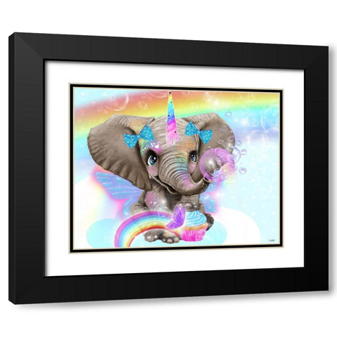 Elephant Corns Love Cupcakes Black Modern Wood Framed Art Print with Double Matting by Sheena Pike Art