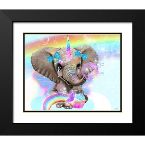 Elephant Corns Love Cupcakes Black Modern Wood Framed Art Print with Double Matting by Sheena Pike Art