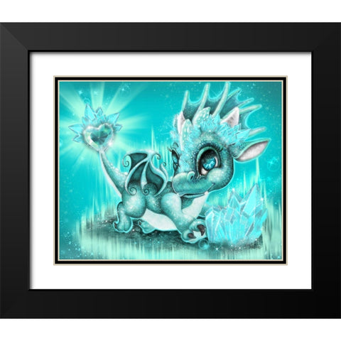 March - Aquamarine - Birthstone Lil Dragonz Black Modern Wood Framed Art Print with Double Matting by Sheena Pike Art