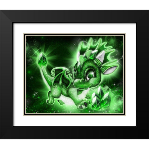 May - Emerald - Birthstone Lil Dragonz Black Modern Wood Framed Art Print with Double Matting by Sheena Pike Art
