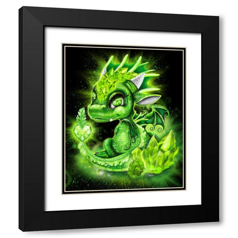 August - Peridot - Birthstone Lil Dragonz Black Modern Wood Framed Art Print with Double Matting by Sheena Pike Art