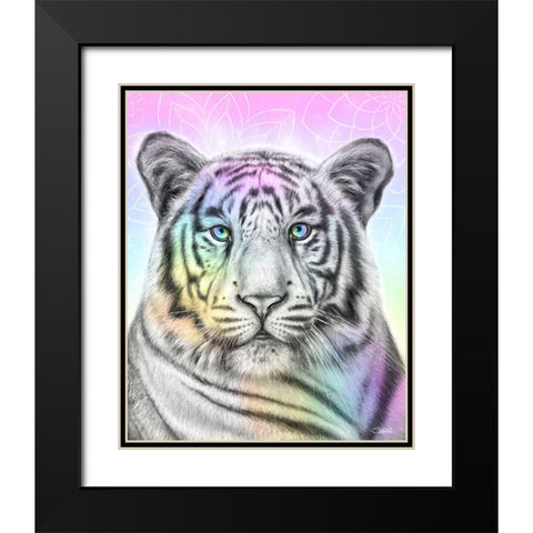Pastel Dream Tiger Black Modern Wood Framed Art Print with Double Matting by Sheena Pike Art