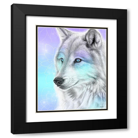Pastel Dream Wolf Black Modern Wood Framed Art Print with Double Matting by Sheena Pike Art