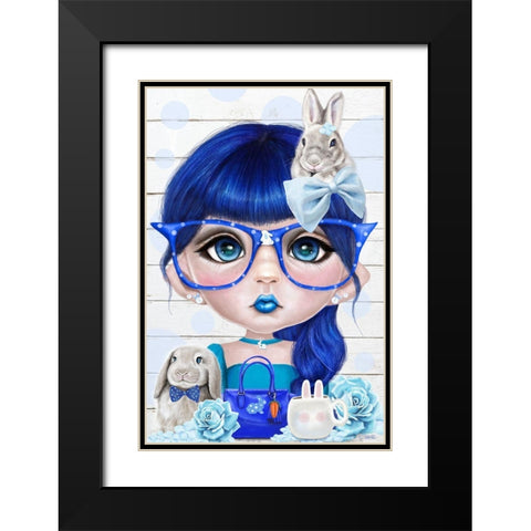 Bunny Loving Bethany Black Modern Wood Framed Art Print with Double Matting by Sheena Pike Art