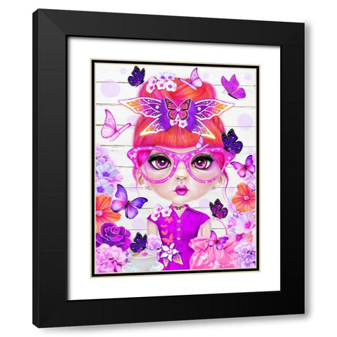 Butterfly Collector Brielle - Munchkinz Black Modern Wood Framed Art Print with Double Matting by Sheena Pike Art