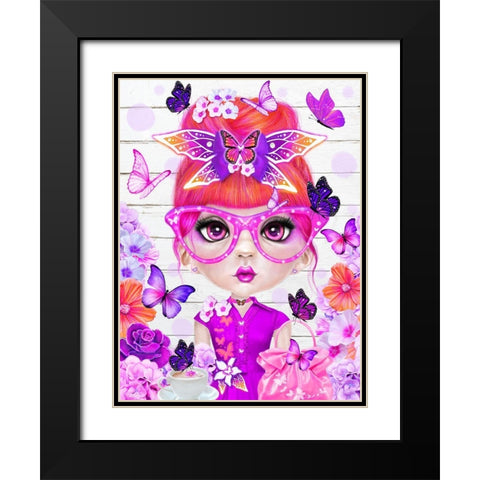 Butterfly Collector Brielle - Munchkinz Black Modern Wood Framed Art Print with Double Matting by Sheena Pike Art