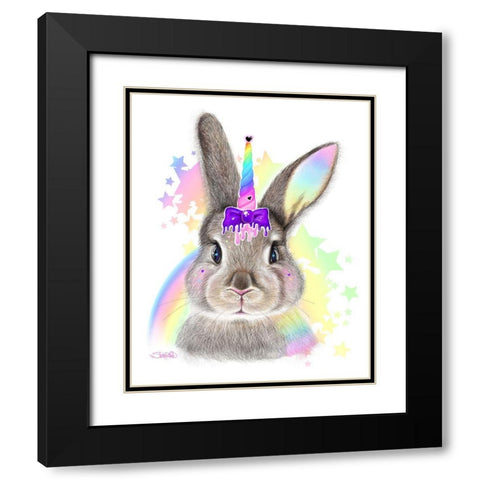 BunnyCorn Black Modern Wood Framed Art Print with Double Matting by Sheena Pike Art
