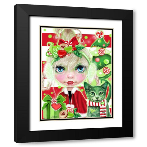 Christmas Cindy Black Modern Wood Framed Art Print with Double Matting by Sheena Pike Art