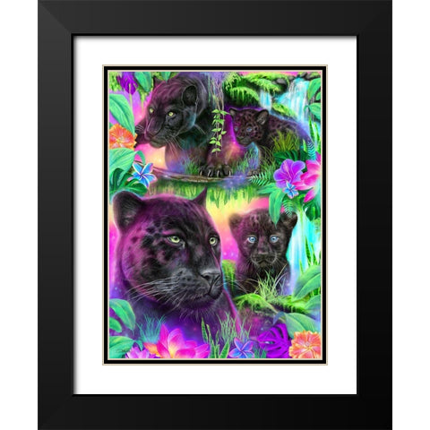 Daydream Panthers Black Modern Wood Framed Art Print with Double Matting by Sheena Pike Art