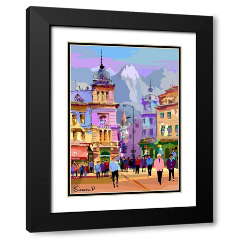 Fantasy City Black Modern Wood Framed Art Print with Double Matting by Pansanit, Surapol