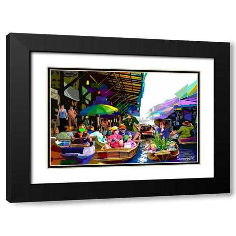 Floting Martket Black Modern Wood Framed Art Print with Double Matting by Pansanit, Surapol