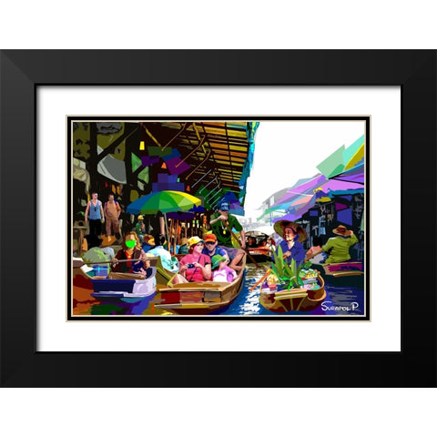 Floting Martket Black Modern Wood Framed Art Print with Double Matting by Pansanit, Surapol