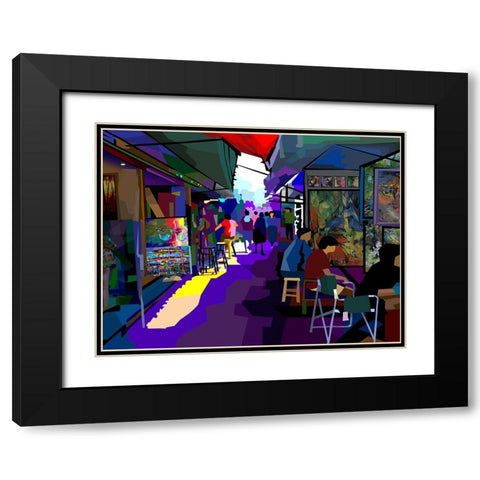 City Corner Art Black Modern Wood Framed Art Print with Double Matting by Pansanit, Surapol