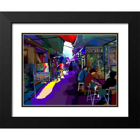 City Corner Art Black Modern Wood Framed Art Print with Double Matting by Pansanit, Surapol