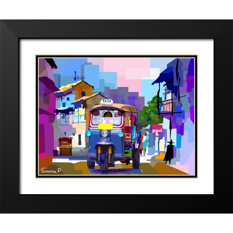 Tricycle Black Modern Wood Framed Art Print with Double Matting by Pansanit, Surapol