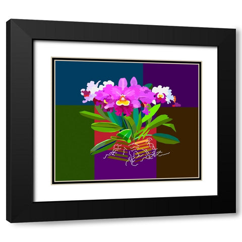 Cattleya Orchid Black Modern Wood Framed Art Print with Double Matting by Pansanit, Surapol