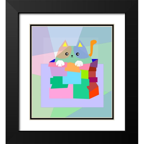 THE CAT 001 Black Modern Wood Framed Art Print with Double Matting by Pansanit, Surapol