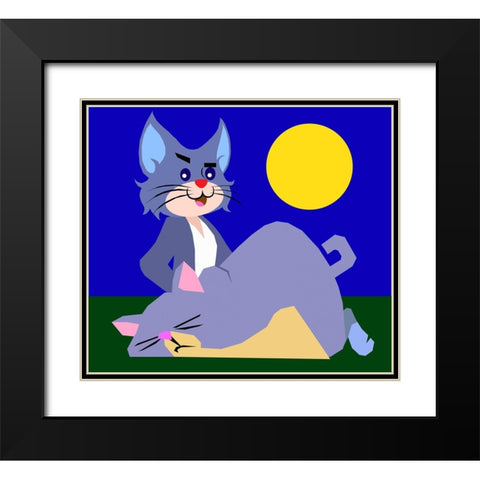 The Cat 004 Black Modern Wood Framed Art Print with Double Matting by Pansanit, Surapol