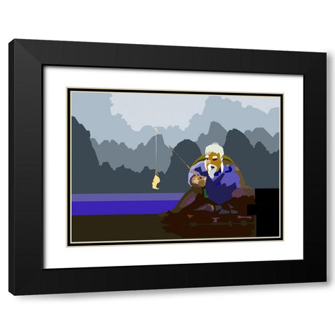 Fishman Black Modern Wood Framed Art Print with Double Matting by Pansanit, Surapol