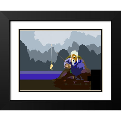 Fishman Black Modern Wood Framed Art Print with Double Matting by Pansanit, Surapol