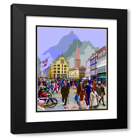 Old Town Travel Black Modern Wood Framed Art Print with Double Matting by Pansanit, Surapol