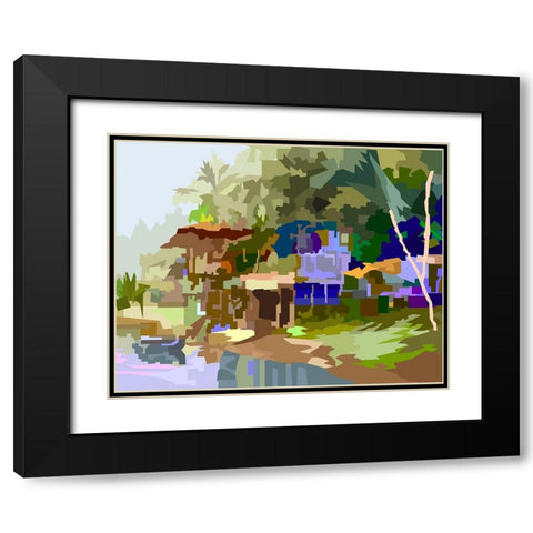 Waterfront House Black Modern Wood Framed Art Print with Double Matting by Pansanit, Surapol