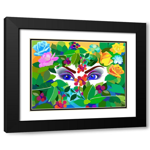 My Flowers - Eyes Black Modern Wood Framed Art Print with Double Matting by Pansanit, Surapol