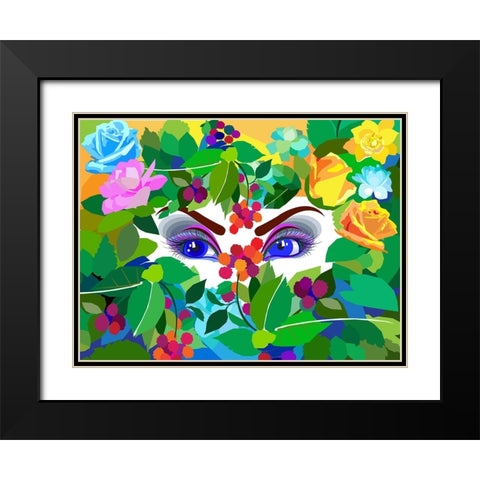 My Flowers - Eyes Black Modern Wood Framed Art Print with Double Matting by Pansanit, Surapol