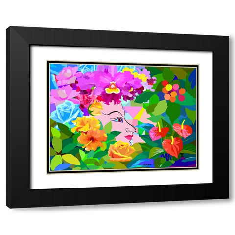 Nature Flower Woman Black Modern Wood Framed Art Print with Double Matting by Pansanit, Surapol