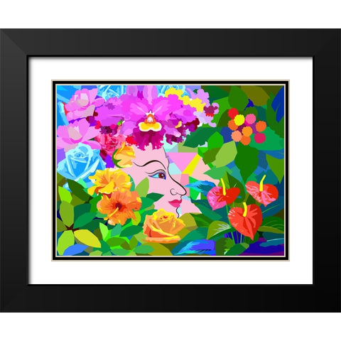 Nature Flower Woman Black Modern Wood Framed Art Print with Double Matting by Pansanit, Surapol