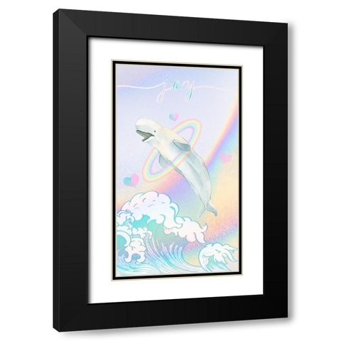 Baby Beluga Black Modern Wood Framed Art Print with Double Matting by The Font Diva