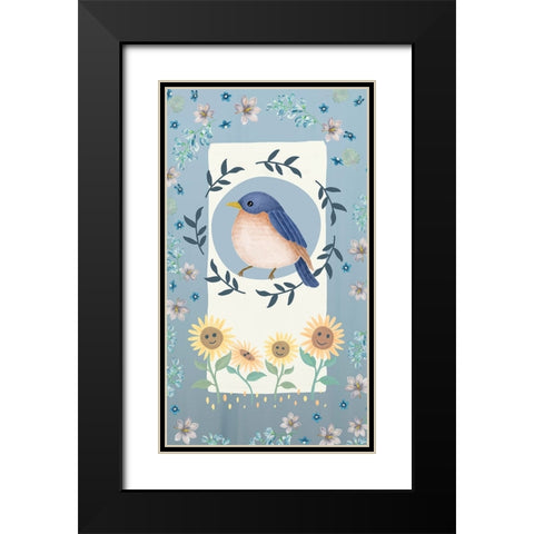 Bluebird Paradise Black Modern Wood Framed Art Print with Double Matting by The Font Diva