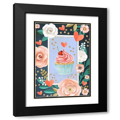 Cherry On Top Black Modern Wood Framed Art Print with Double Matting by The Font Diva