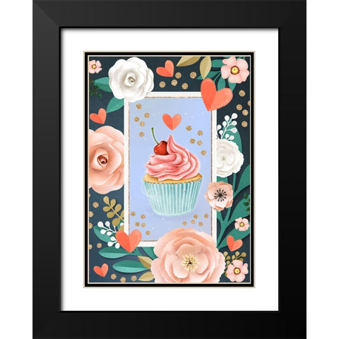 Cherry On Top Black Modern Wood Framed Art Print with Double Matting by The Font Diva