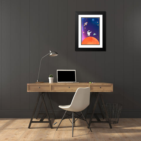 Galaxy Guy Black Modern Wood Framed Art Print with Double Matting by The Font Diva