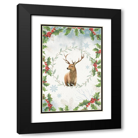 Holly The Reindeer Black Modern Wood Framed Art Print with Double Matting by The Font Diva