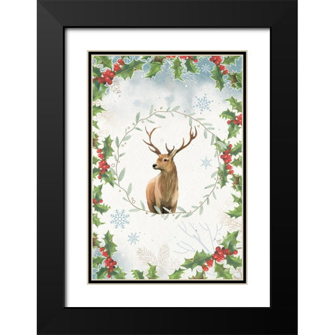 Holly The Reindeer Black Modern Wood Framed Art Print with Double Matting by The Font Diva