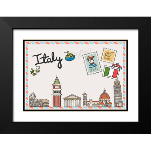 Italy Black Modern Wood Framed Art Print with Double Matting by The Font Diva