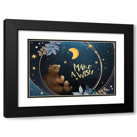 Make A Wish Black Modern Wood Framed Art Print with Double Matting by The Font Diva