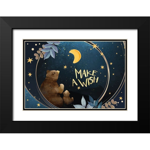 Make A Wish Black Modern Wood Framed Art Print with Double Matting by The Font Diva