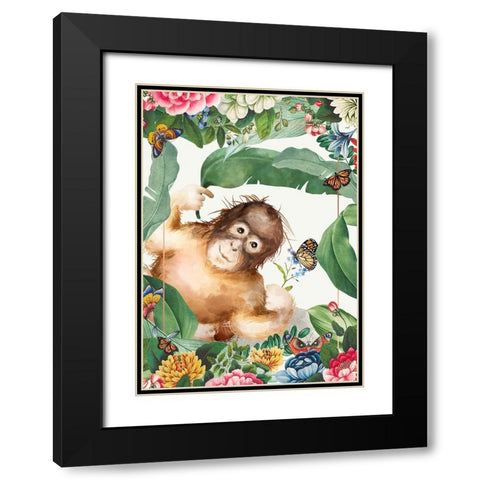 Monkey Around Black Modern Wood Framed Art Print with Double Matting by The Font Diva