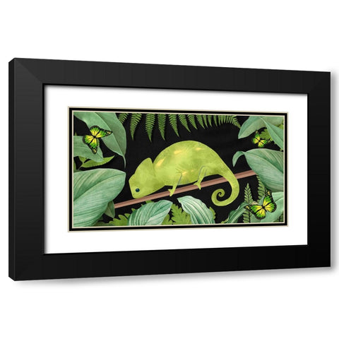 Not Easy Being Green Black Modern Wood Framed Art Print with Double Matting by The Font Diva