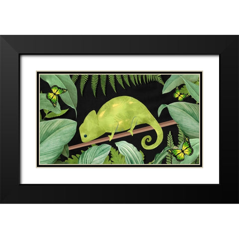 Not Easy Being Green Black Modern Wood Framed Art Print with Double Matting by The Font Diva