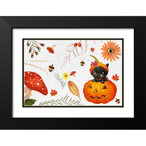 Pumpkin Hazel Black Modern Wood Framed Art Print with Double Matting by The Font Diva