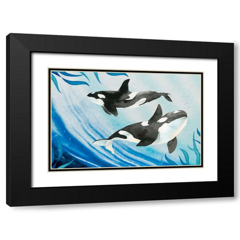 Yin Yang Black Modern Wood Framed Art Print with Double Matting by The Font Diva