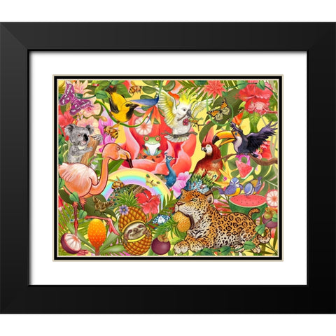 Jungle Jam Black Modern Wood Framed Art Print with Double Matting by The Font Diva