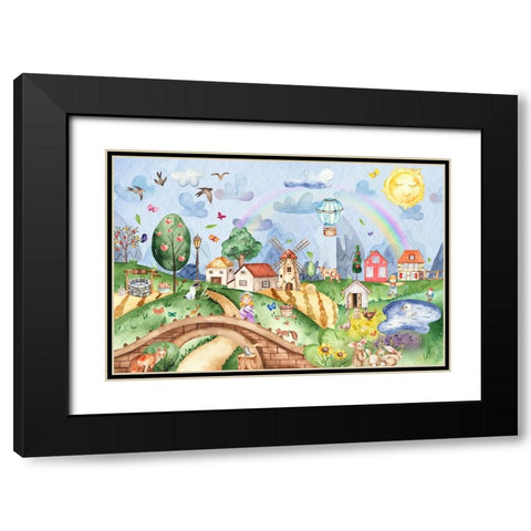 Over the Hill and Far Away Black Modern Wood Framed Art Print with Double Matting by The Font Diva