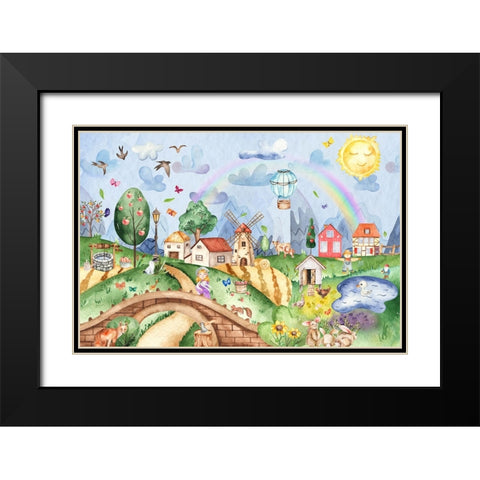 Over the Hill and Far Away Black Modern Wood Framed Art Print with Double Matting by The Font Diva